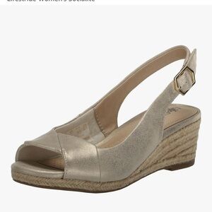 Life Stride Women's Socialite slingback wedge sandal Platino Gold